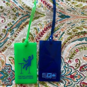 Flight 001 luggage tags you say layover I say happy hour set